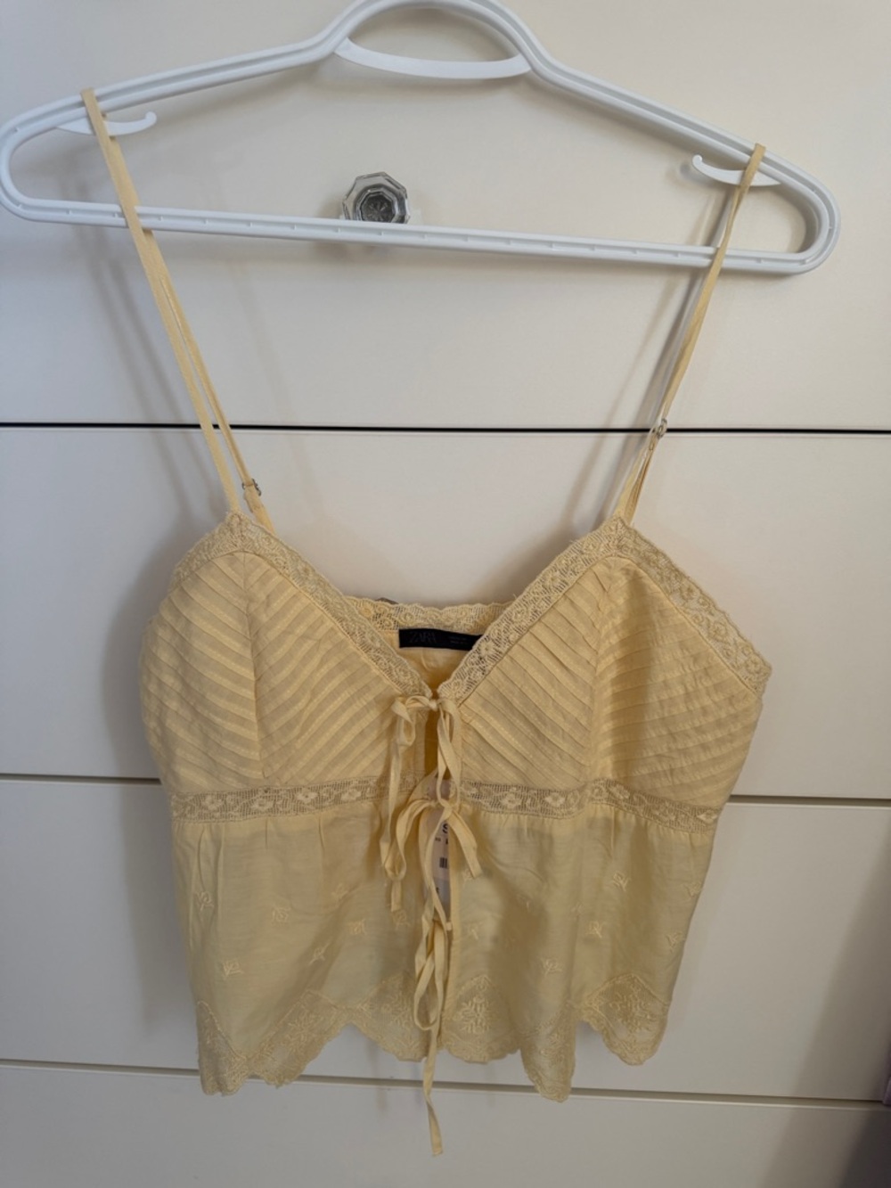 Zara Lace-Trim Yellow Spaghetti Strap Camisole Top